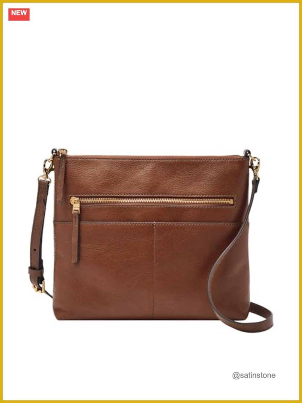 Fossil Fiona LiteHide Leather Crossbody Bag Adjustable Strap Zip